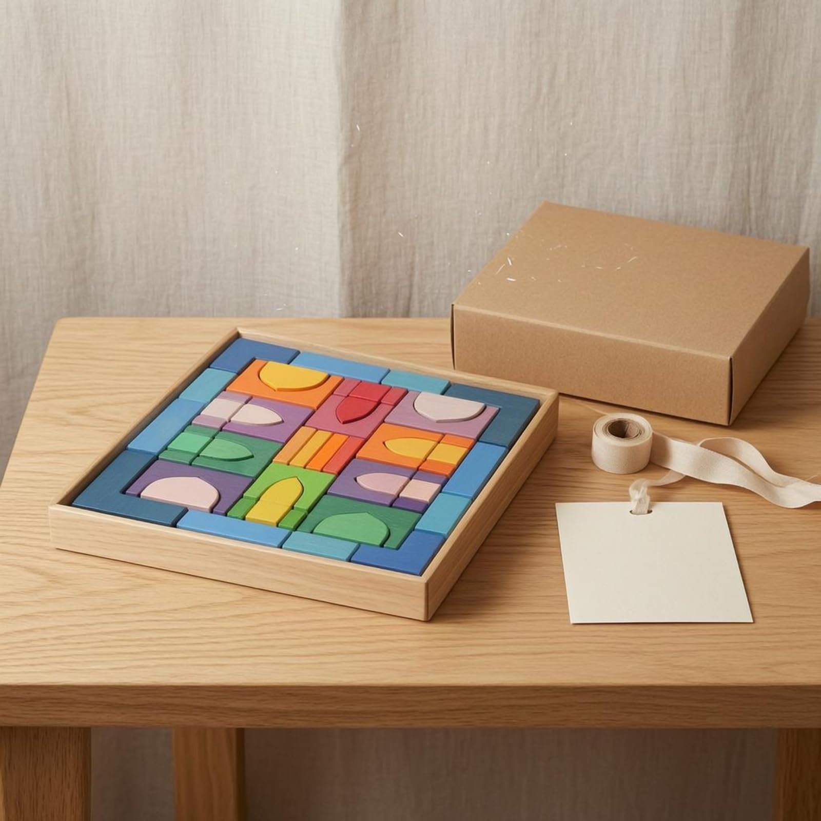 Blockpuzzle Glatte Oberfläche Holzpuzzlebrett Feinmotorik Farblernspiel für Kleinkinder