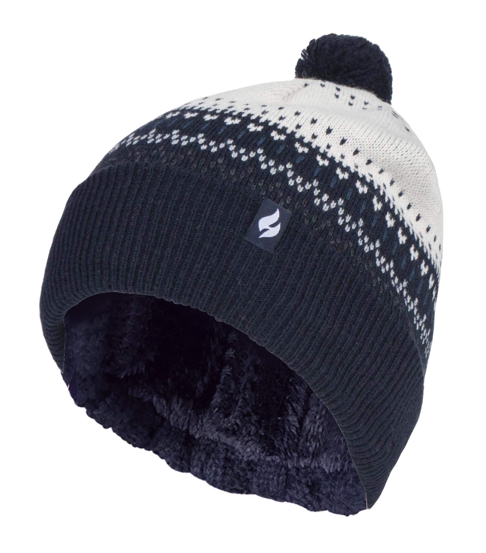 Heat Holders Women's Cream Knitted Beanie Bobble Hat With Small Pom Pom In