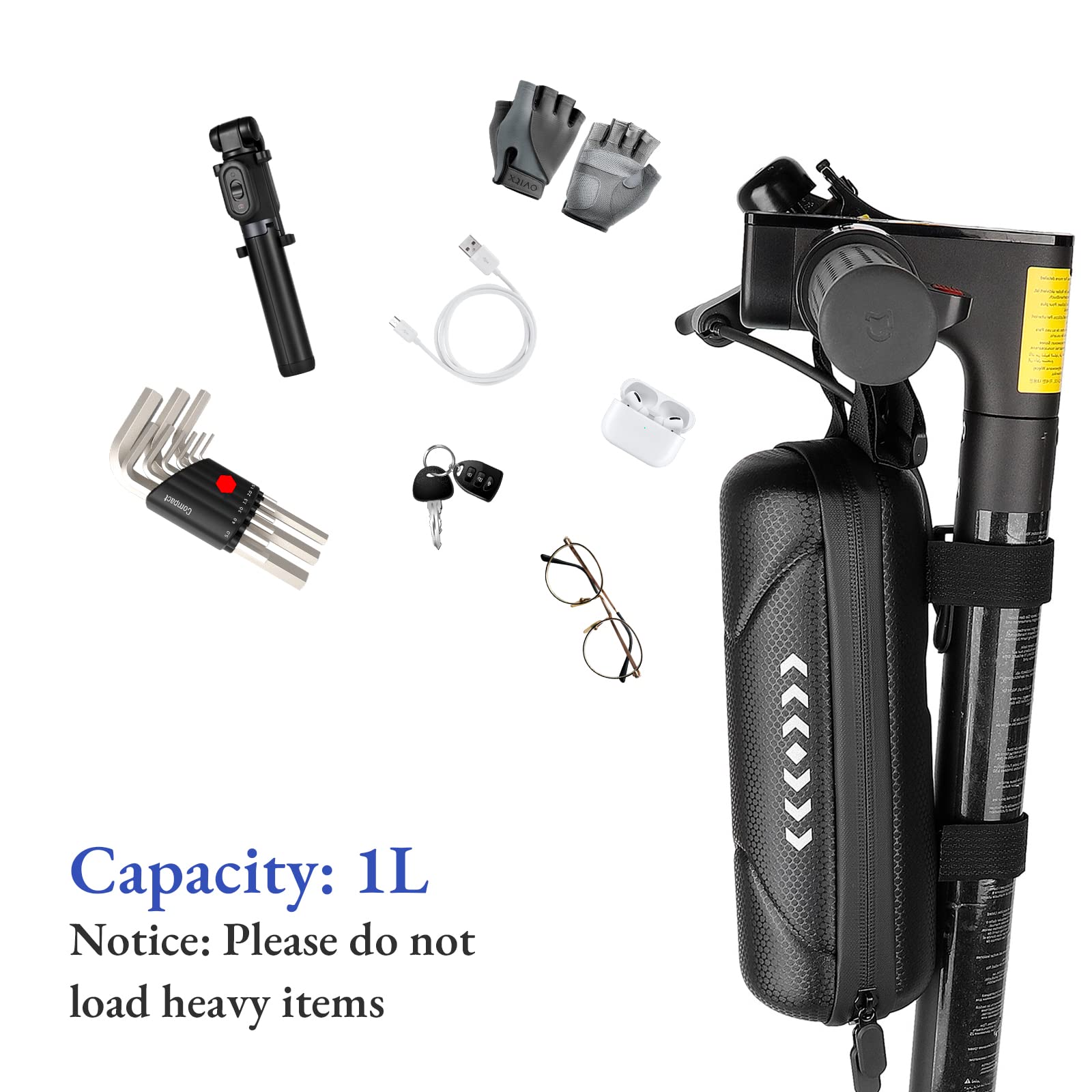 Bolsa para Scooter, Accesorios para Transportar Cargadores, Herramientas de reparación y Equipo de Ciclismo, Bolsa de Manillar, Bolsa Universal para Scooter eléctrico, Plegable, Bicicletas de
