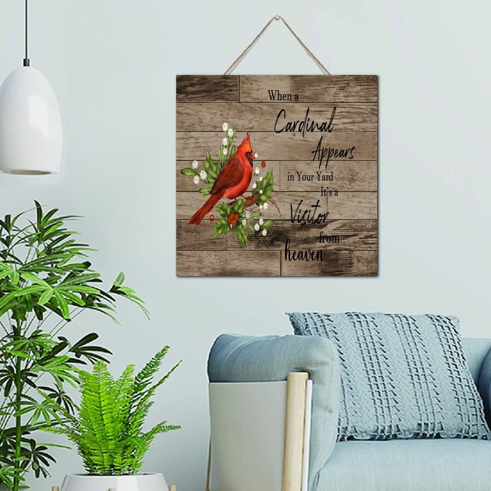 Plaque murale vintage en bois cardinal symbole de réconfort et espoir