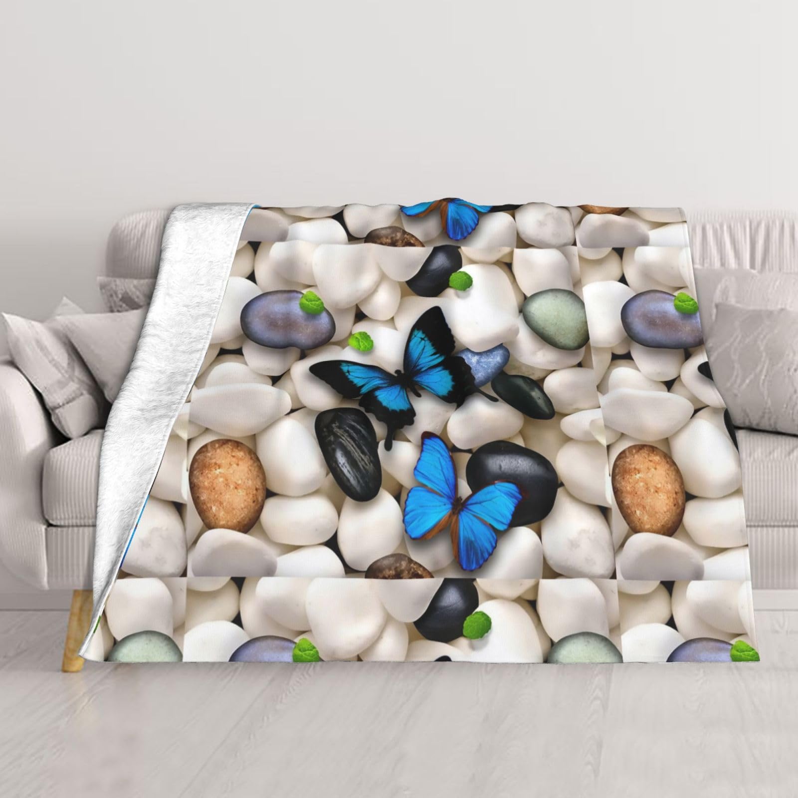 Couverture de peintures de papillons réversible et chaude haut de gamme