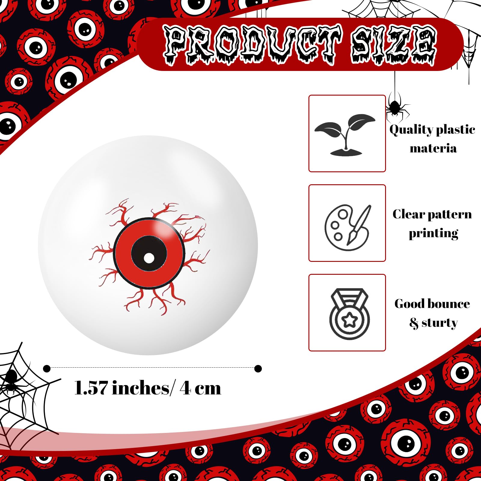 Libima 200 Pieces Plastic Eyeball Halloween Scary Eyeballs Fake Zombie Balls for Kids Toys Halloween Party Favors Goody Bag Fillers,Halloween Terror Props