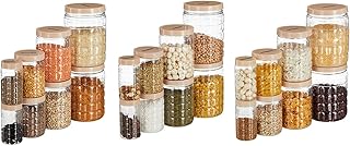 Amazon Brand - Solimo Checkered Jar Container Set of 24, 2000ML, 1000ML, 500ML, 250ML, Transparent, Choco
