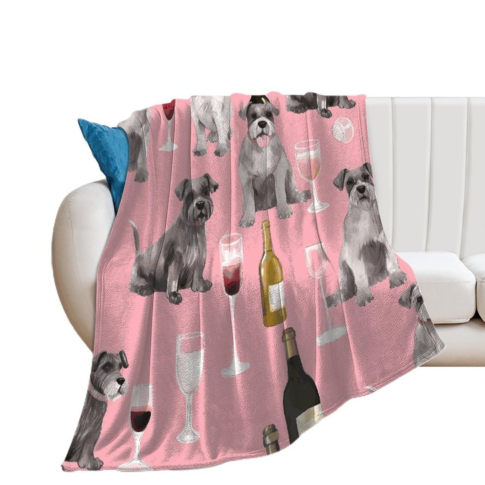 Plaid microfibre schnauzer ultra doux pour rester au chaud sur le canapé