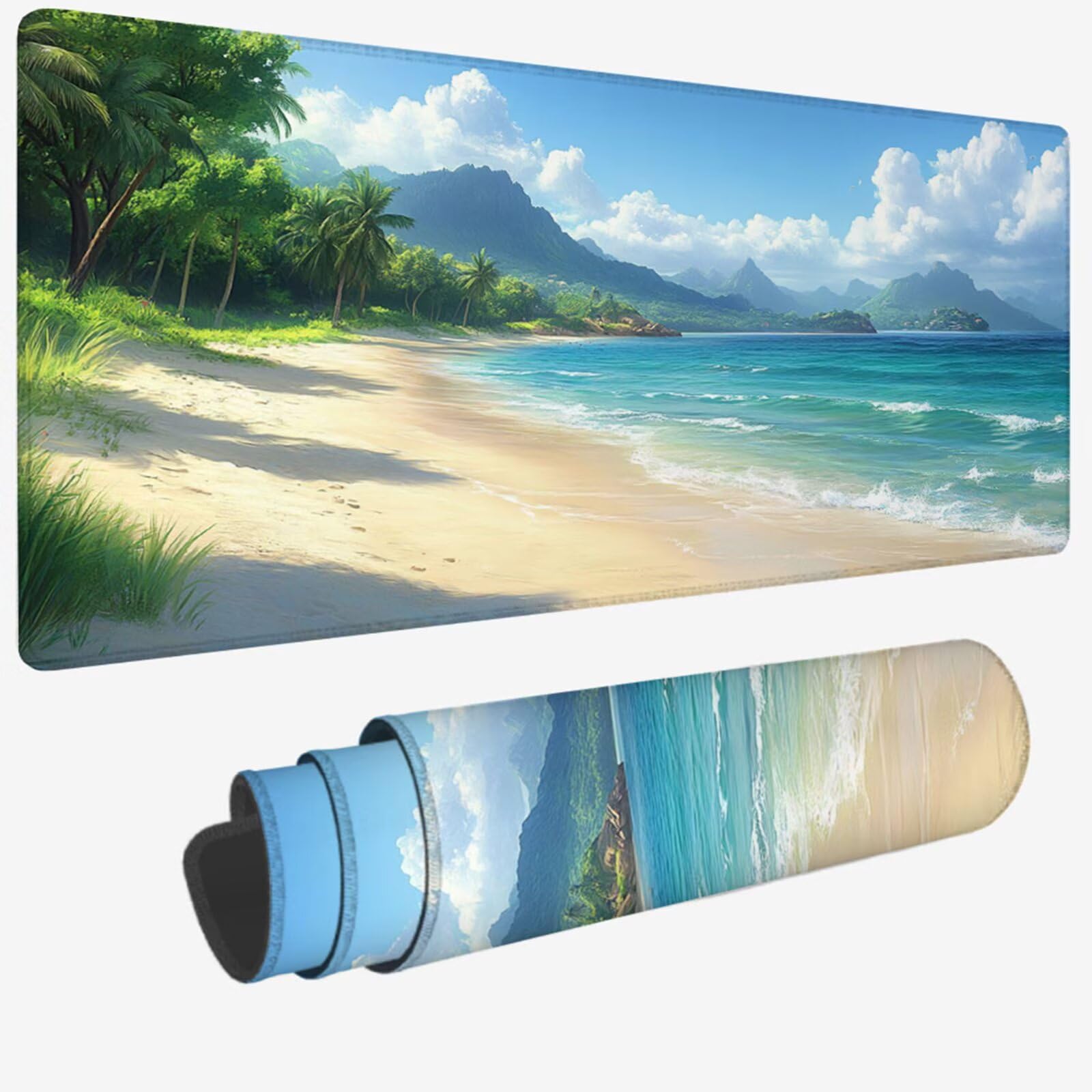 Podkładka pod mysz XXL 1500 x 800 x 3 mm, niebieska duża podkładka pod mysz z wodoodporną i gumową antypoślizgową plażą pod ręką biurko zszyte krawędzie, poprawia precyzję i szybkość dla gracza W-756