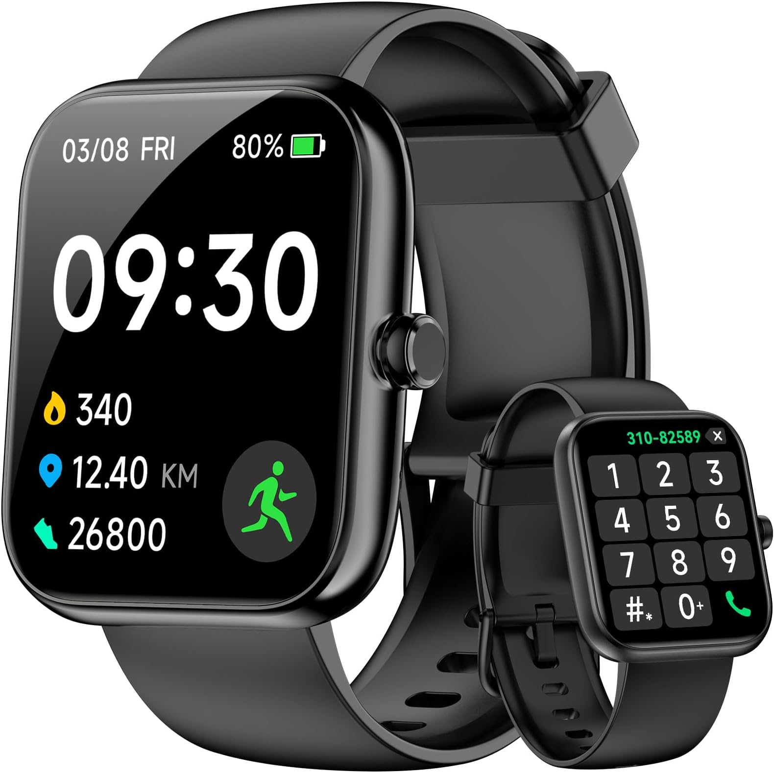 Smart Watch for Men Women Alexa Built-in, Fitness Tracker with Call Function & 1.83" HD Touchscreen, 100 Sport Modes, Heart Rate/Sleep Monitor, IP68 Waterproof, iOS Android Compatible (Black)