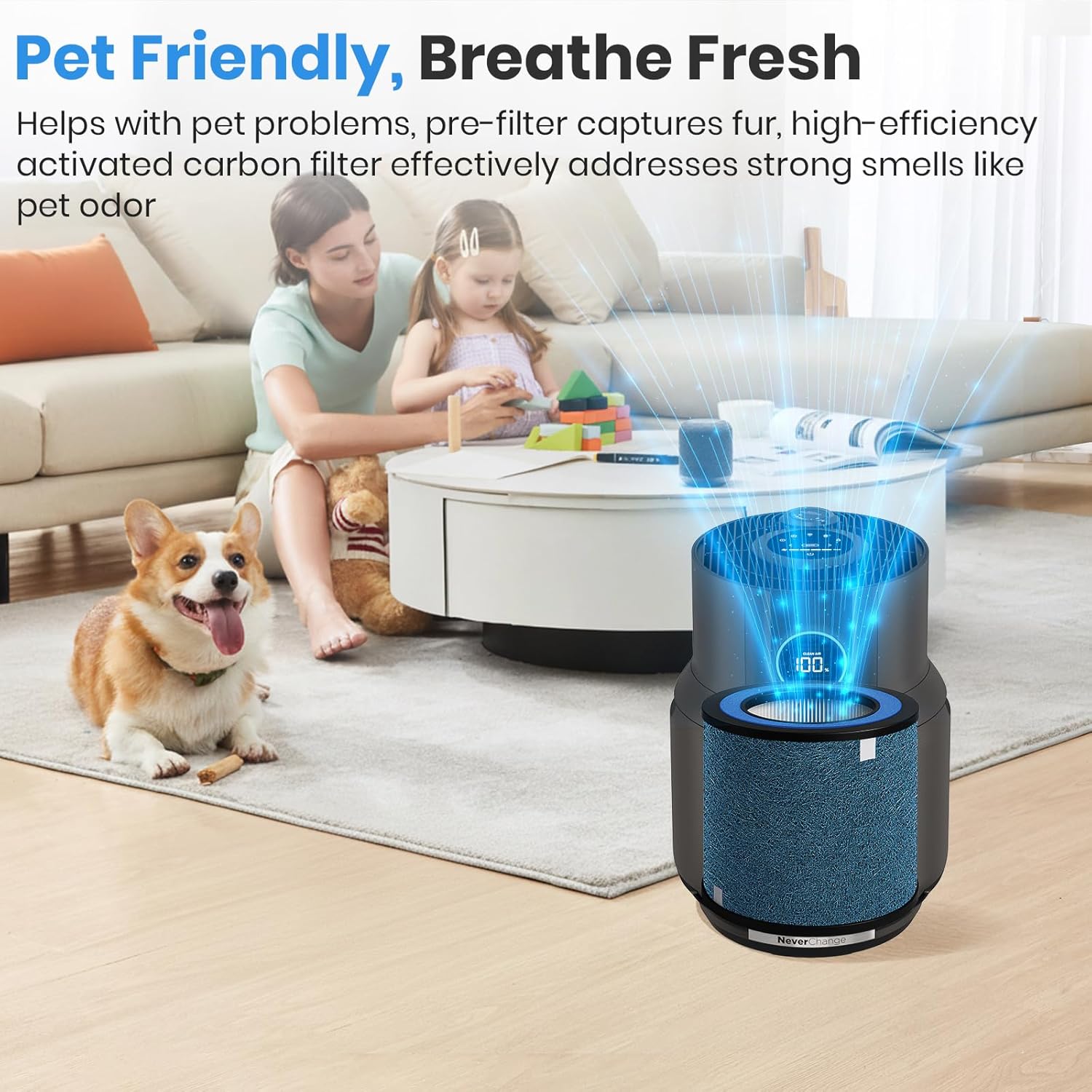 2 Pack HP152 HP102 NeverChange Replacement Filter,Compatible with Shark HP152/ HP102/ NeverChange/ HP100/ HP130/ HP132/ HC450/ HC451/ HC452/ HC455 Air Purifi,H13 Ture HEPA