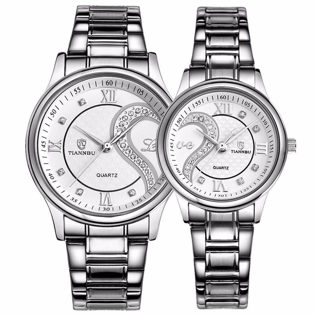 Valentines Stainless Steel Romantic His and Hers Pair Hearts Wrist Watches for Man Woman Fq102 Silvery White Set of 2 (B01CFXP1XK) Amazon Price History, Amazon Price Tracker