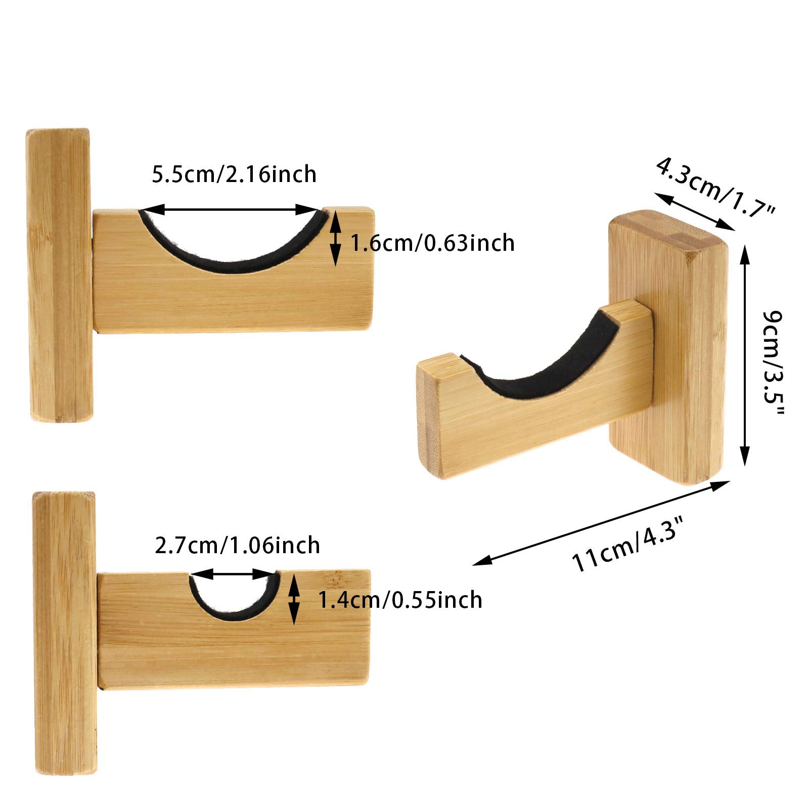 Baseballschläger-Halterung mit Schrauben-Zubehör-Set, versteckte Schrauben, Wandhalterung, horizontal, Braun, 2 Stück