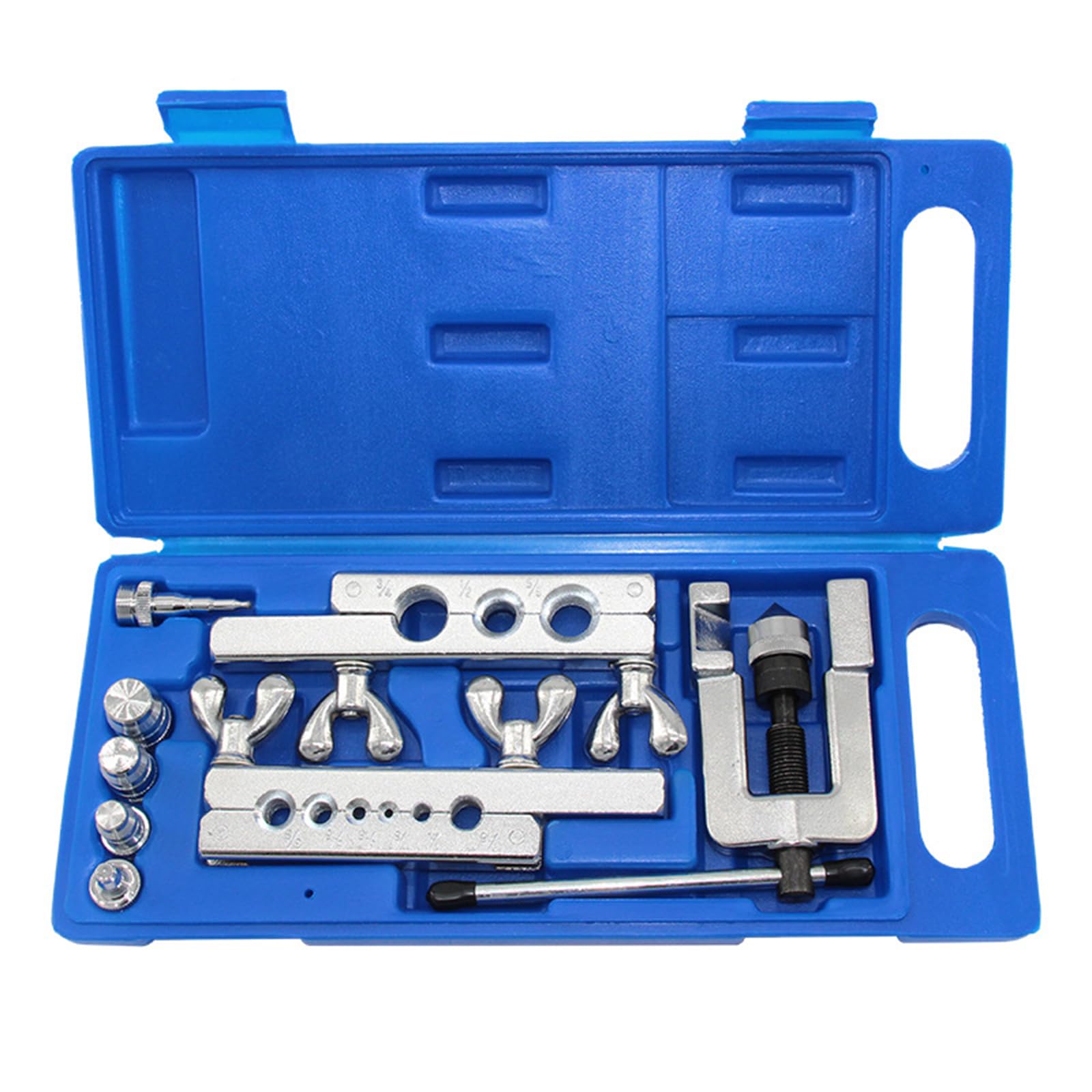Maizoon Kit de herramientas abocardadoras de 1/8"-3/4" con 2 barras 5 adaptadores de estampación Tubo Swage 7 para expandir la línea de freno Tubería de cobre y aluminio de refrigeración