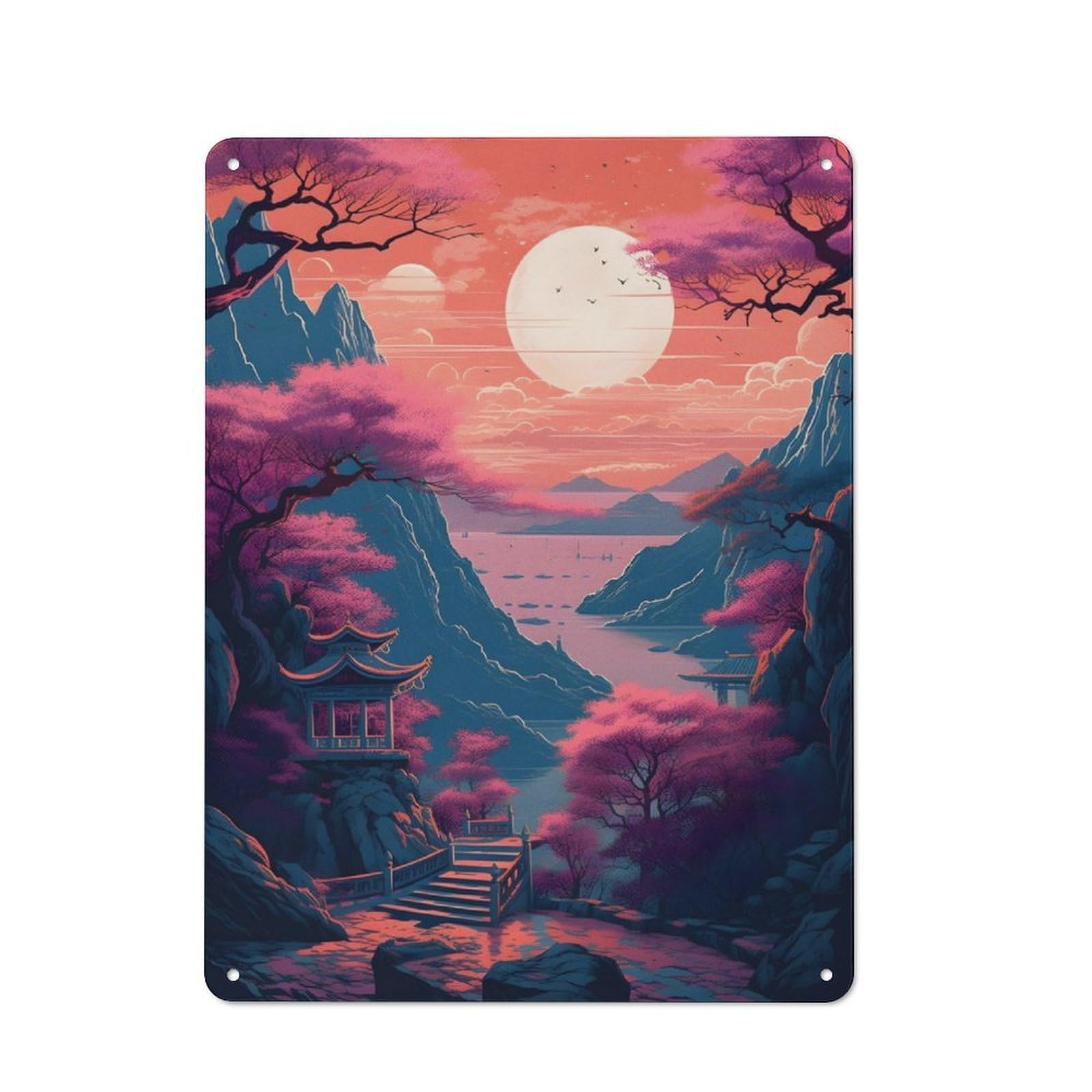 Junmoney Fantasy Nature Japan 04 Retro Printed Metal Sign 40X30cm For Kitchen Or Home Bar, For Garage, Workshop And Man Cave Decoration