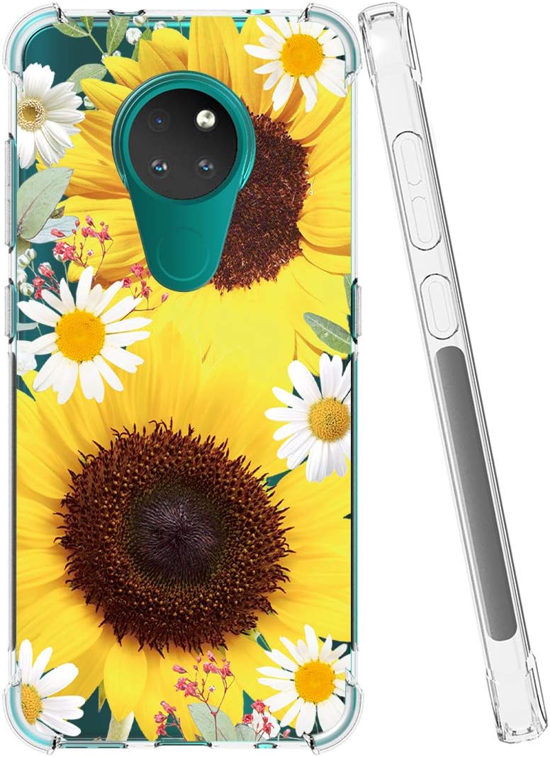 Designed for Nokia 6.2 case, Nokia 7.2 Cute Case, Slim Shockproof Clear Soft Flexible TPU Back Phone Case Cover for Nokia 6.2 / Nokia 7.2 (Sunflower)