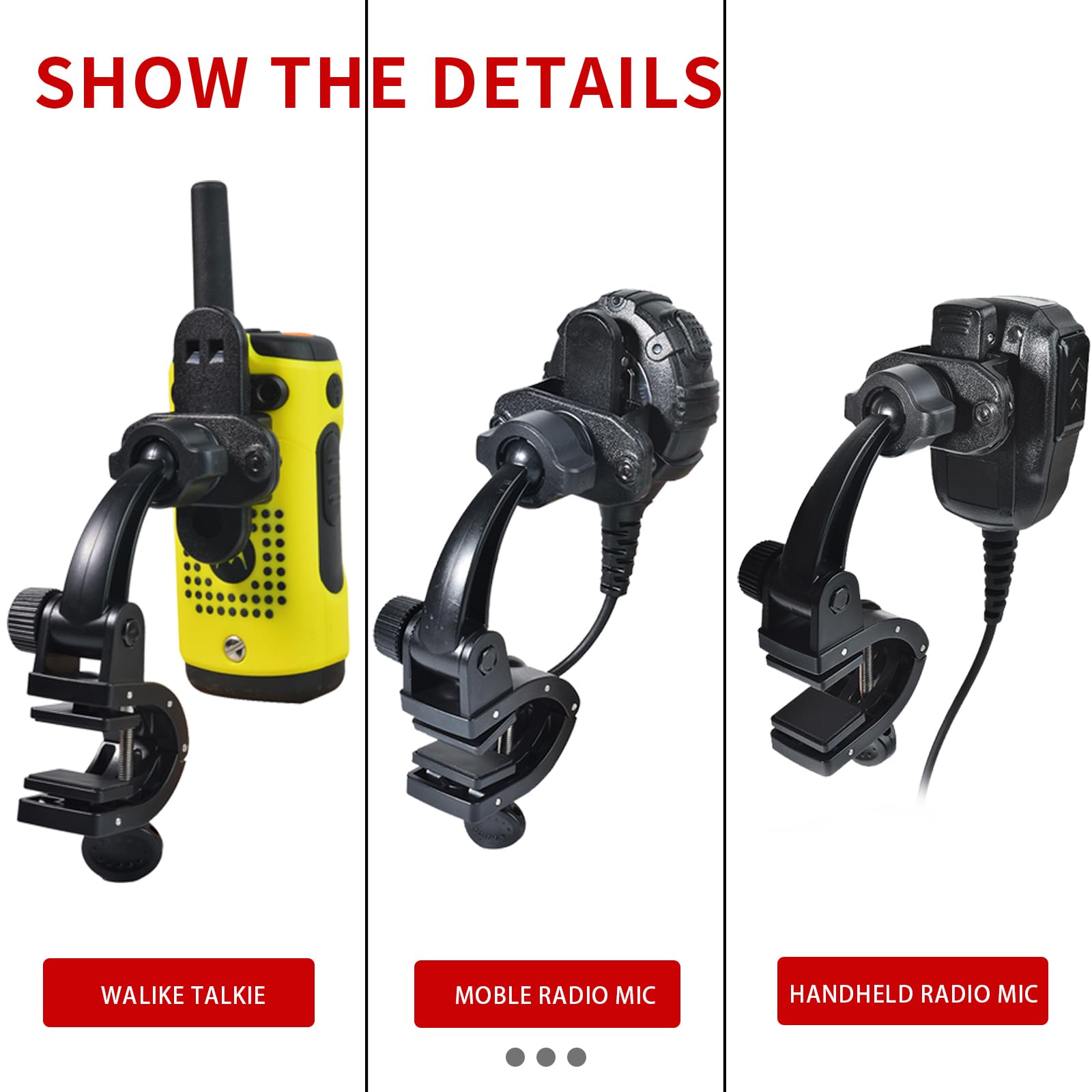 UAYESOK Supports de Talkie-walkie pour Voiture Tableau de Bord, Radio & Haut-Parleur & Micro pour Radio Mobile, avec à Clipser Porte, pour Baofeng, Kenwood, Motorola, Quansheng Radio Bidirectionnelle