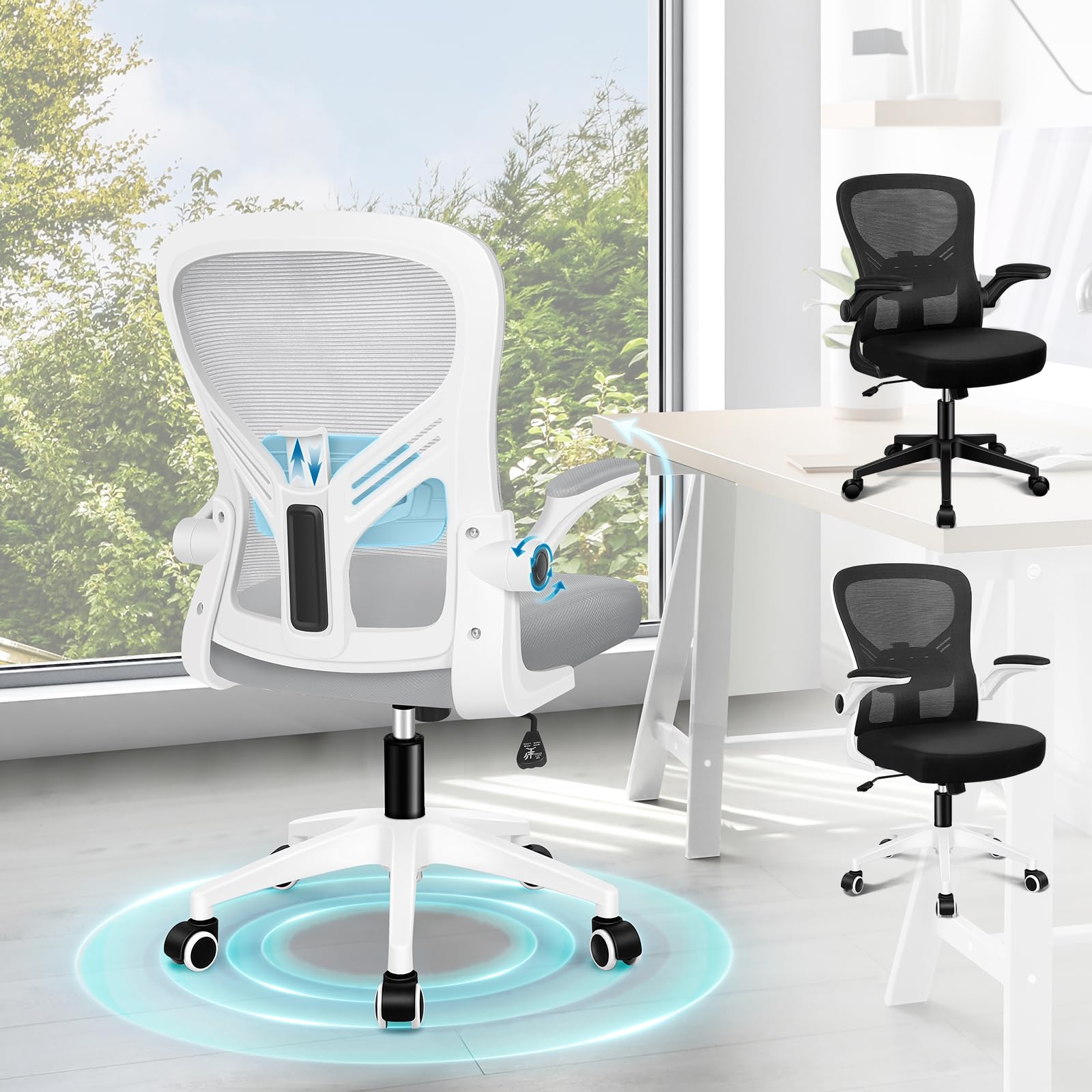 ALFORDSON Bürostuhl, Computer-Netzstühle, Stuhl mit Kopfstütze, Drehstuhl mit Lordosenstütze, Arco Serie
