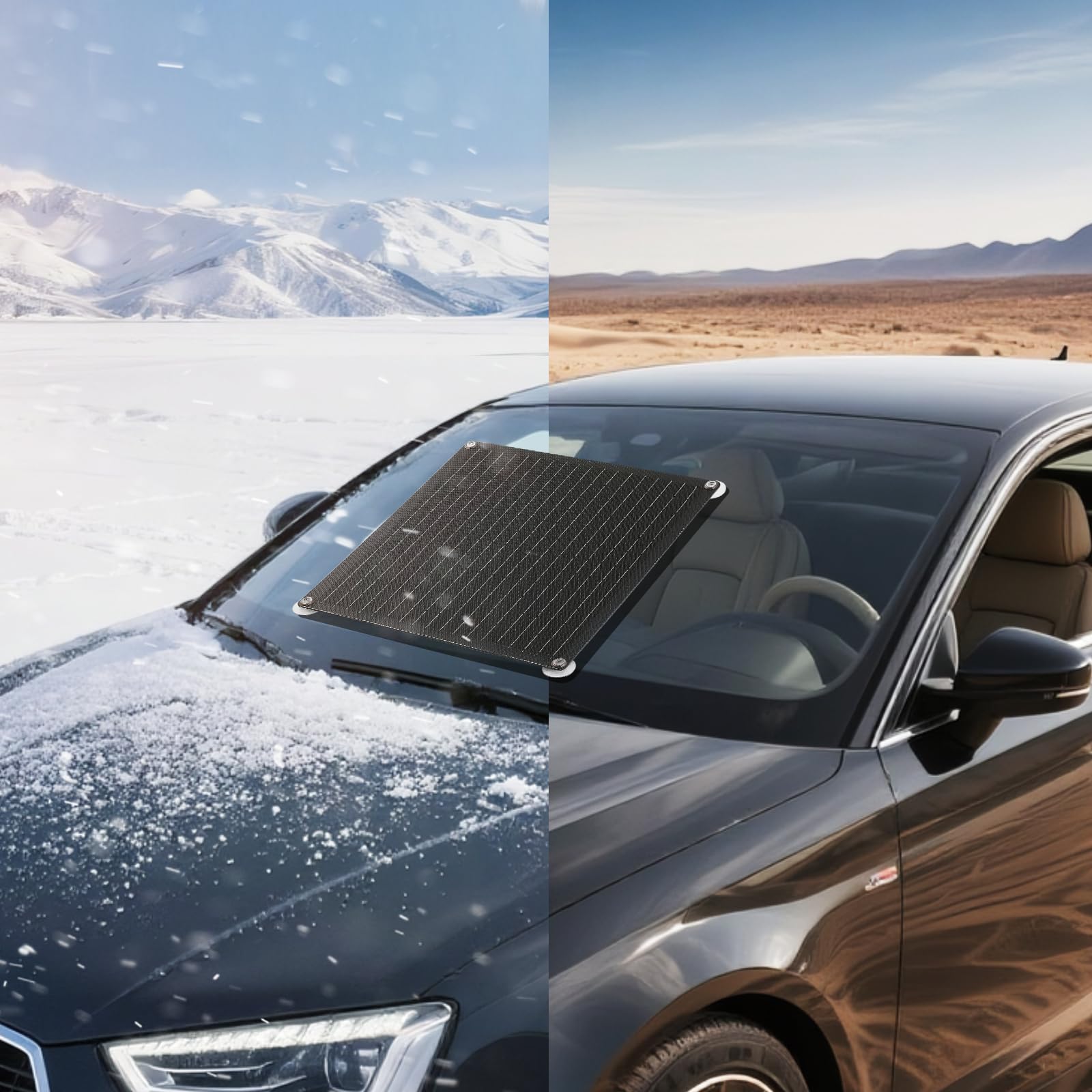 VEVOR Cargador de Batería Solar 20 W, con Células Monocristalinas, Controlador Inteligente Integrado y Cables de Conexión, Resistente al Agua IP67, para Coches, Barcos y Autocaravanas, Negro
