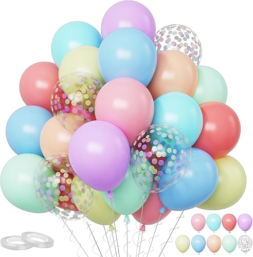 Vista 26 de Funhot - Set de globos rosados, 60 globos de látex rosa intenso, 30,5 cm, globos de confeti rosa, globos de fiesta metálicos rosa pastel, helio
