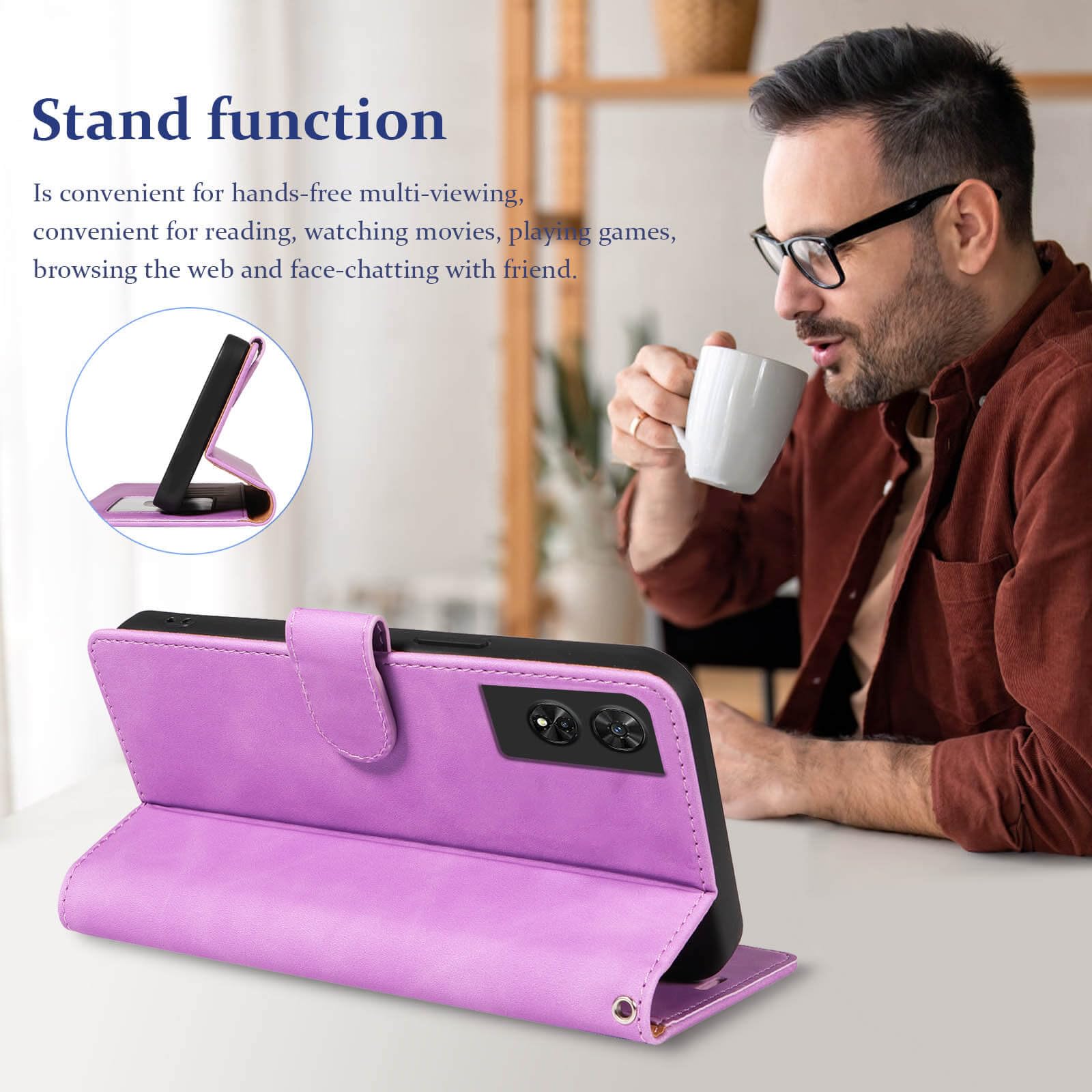GOTOURED for TCL 505 Phone Case,Walle Soft Leather,4 Card Slots Holder RFID  Blocking,Shockproof Protective Kickstand Wrist Strap Folio Flip Cases Cover  for TCL 505 (2024) 6.75 (Purple) - BigaMart