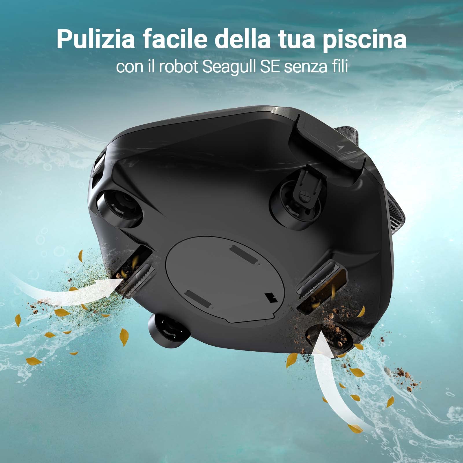 AIPER Seagull SE - Robot Piscina senza Fili, Motore Dual-Drive, Avvio One-Click, AutoParcheggio, Ricarica Veloce, Durata fino 90 min, piscine max 80 m, Gancio Recupero/2x Spazzole/2x Ruote, Grigio