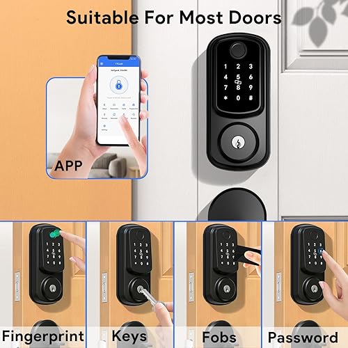 Miniatura 2 de Cerradura de puerta de entrada sin llave con asa, juego de cerrojo de entrada sin llave con asa, cerraduras inteligentes para puerta delantera Alexa