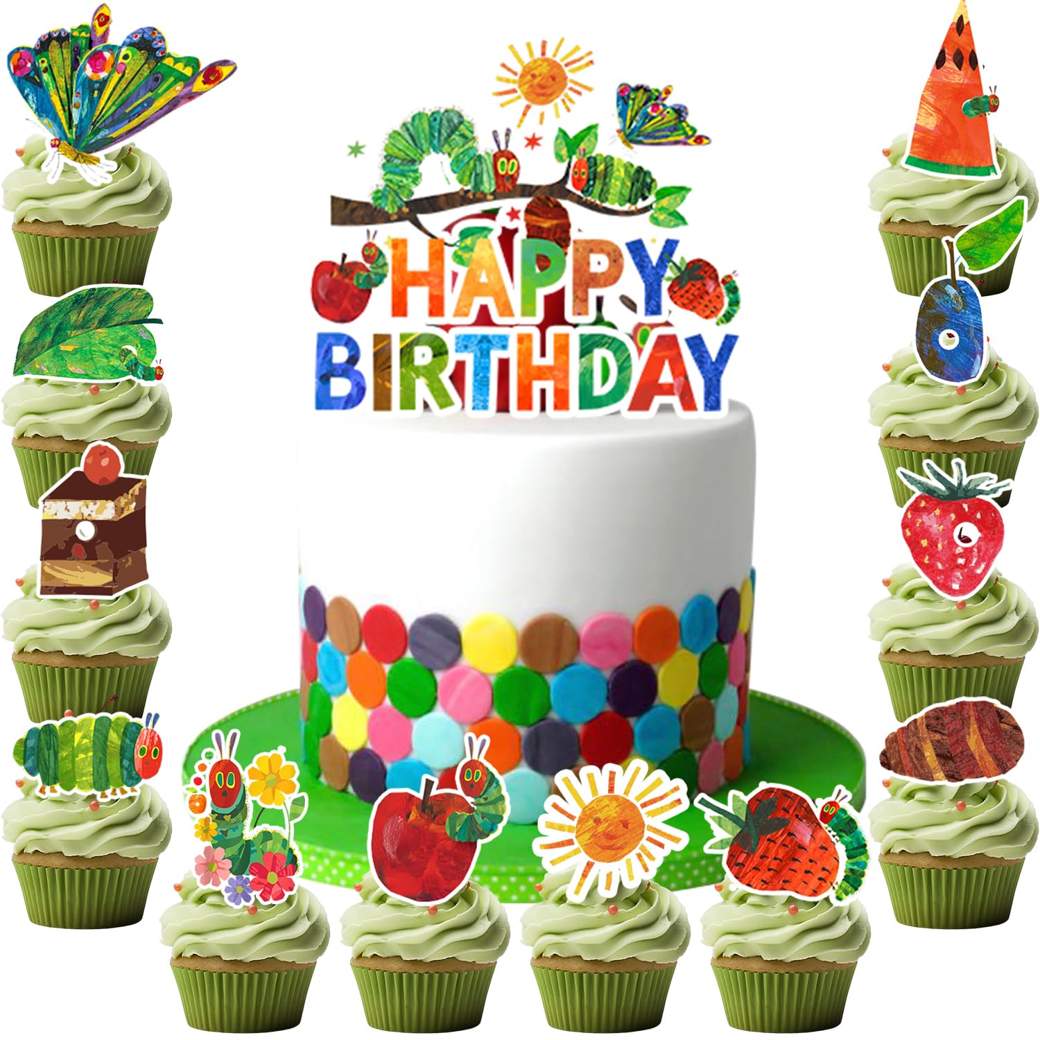 25pcs Very Hungry Caterpillar Cake Decorations