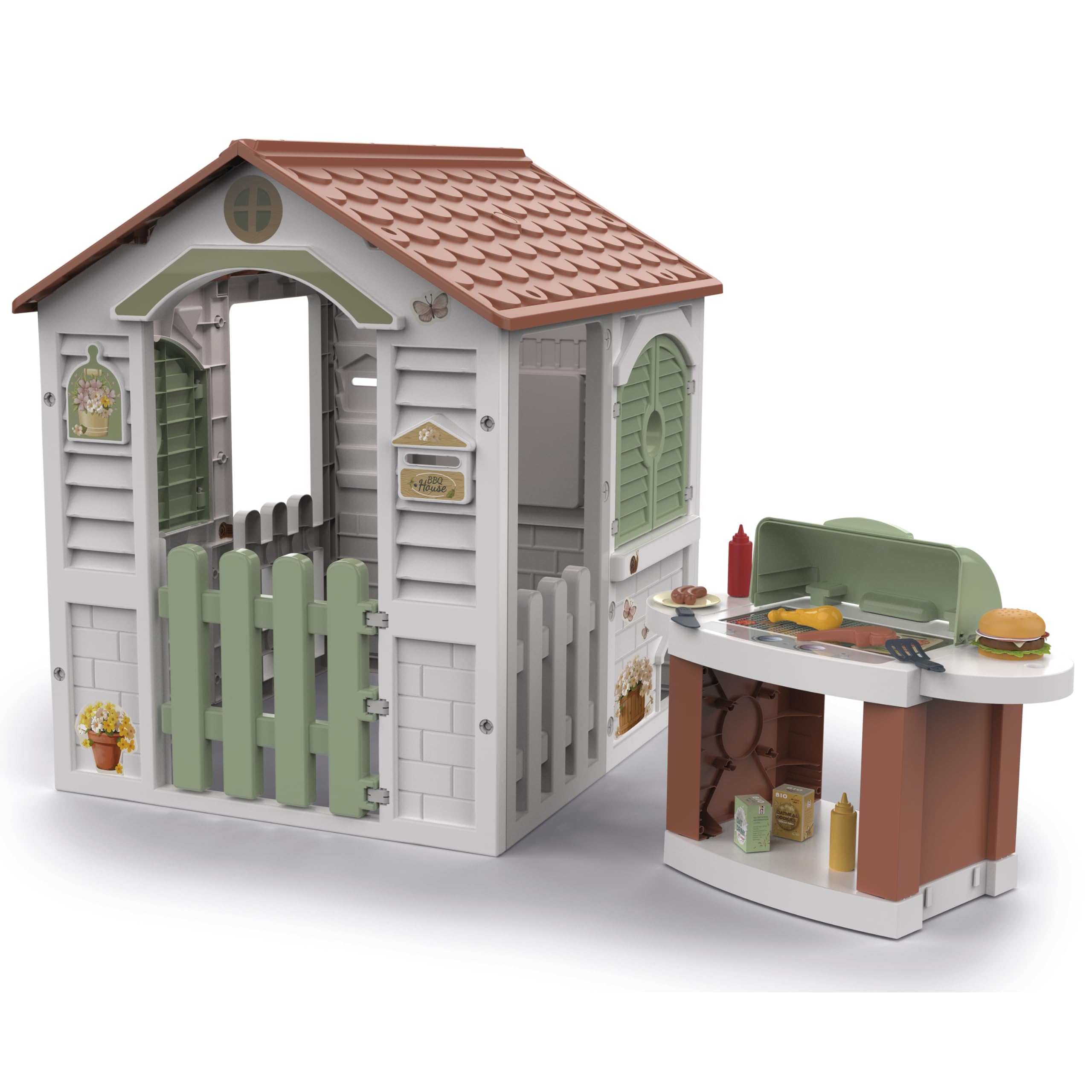 Chicos - Casita + Barbacoa Infantil Exterior con 19 Accesorios | Montaje y desmontaje Sencillo y rápido | A Partir de 2 años (89705)