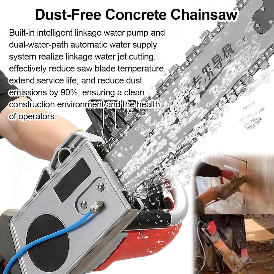 Sierra Cortadora Concreto, Motosierra Profesional Eléctrica, con Profundidad de Corte 35/48 cm, Equipo Industrial para Cortar Hormigón con Bomba de Agua, para Granito,Hormigón y Piedra 350