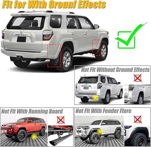 Miniatura 2 de Aletas de barro aptas para Toyo-ta 4Runner 2014-2021 (solo compatible con modelos de efectos de tierra), sin guardabarros o estribos, guardabarros
