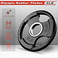 Vista 3 de RitFit Weight Plates for Barbell, 2-Inch Olympic Rubber Grip Plates for Weightlifting and Strength Training in Home & Gym, Single, Pair and Sets