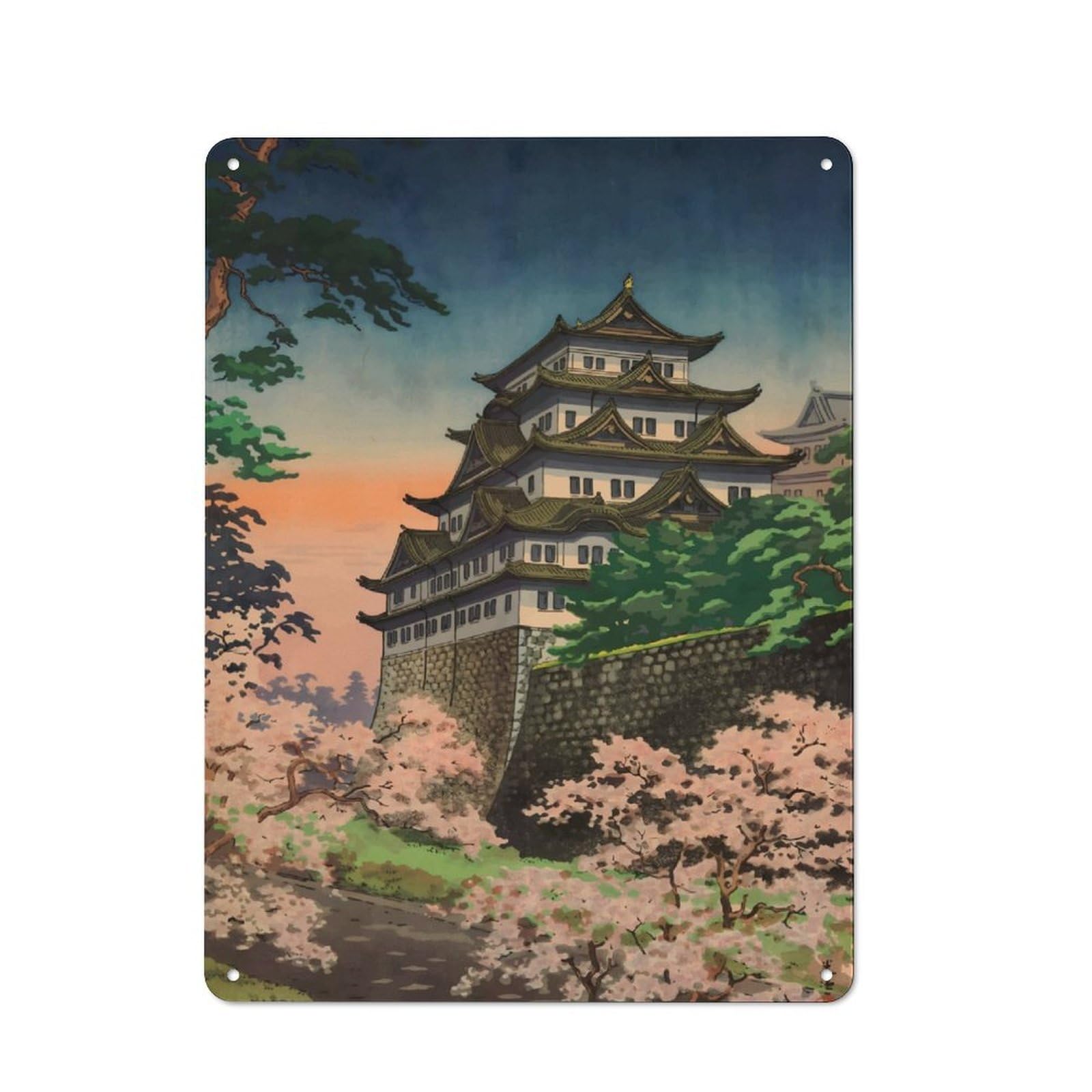 Junmoney Nagoya Castle 1937 Vintage Tin Sign With Design 40X30cm, Nostalgic Nostalgic Wall Art For Living Room, Hallway, Kitchen Or Cafe