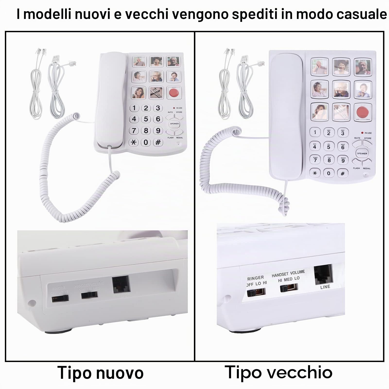 Telefono con Pulsanti Grandi per Anziani, LD‑858HF Telefono Fisso con Cavo con Pulsante SOS Numero Anticipato Funzione Altoparlante Vivavoce per Anziani Anziani