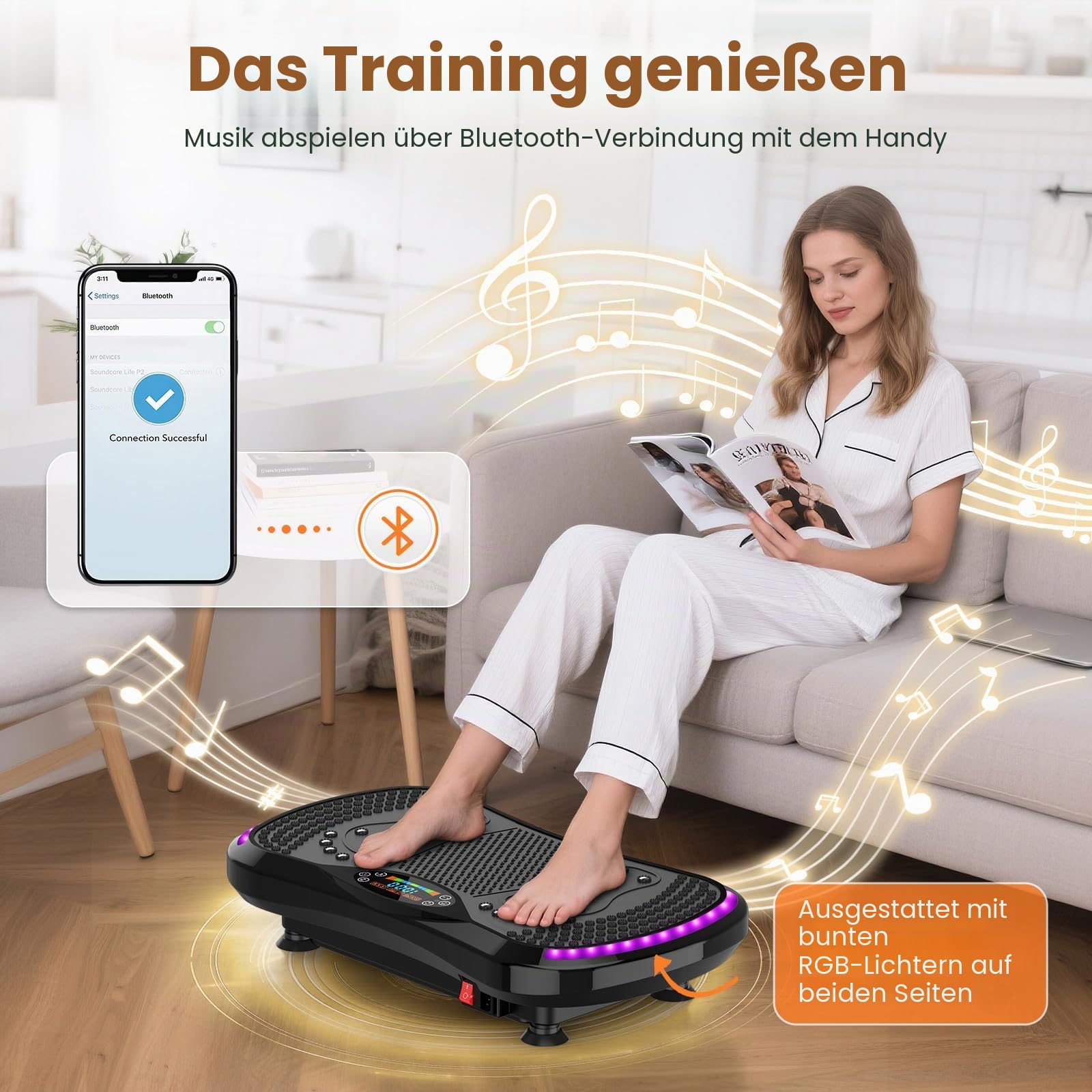 IERAKOR Vibrationsplatte mit Bluetooth und 9 Programmen