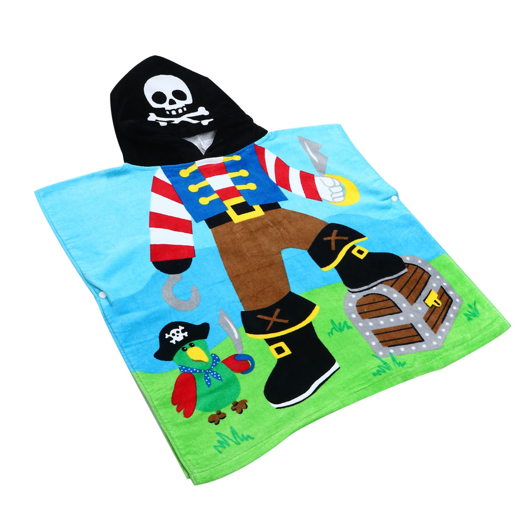 mit Niedlichem Piratenkapitän Motiv mit Kapuze Kinderbademantel aus Baumwolle Saugfähiges und AtmungsAktives Badetuch Sommerfest für Schnelle Trocknung