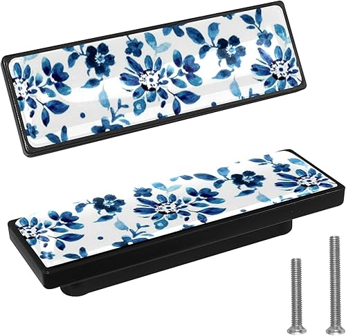 LORVIES Paquete de 4 pomos decorativos de gabinete de 3.6 pulgadas, doble agujero rectangular de vidrio ABS, manijas de puerta de cajón de aparador,