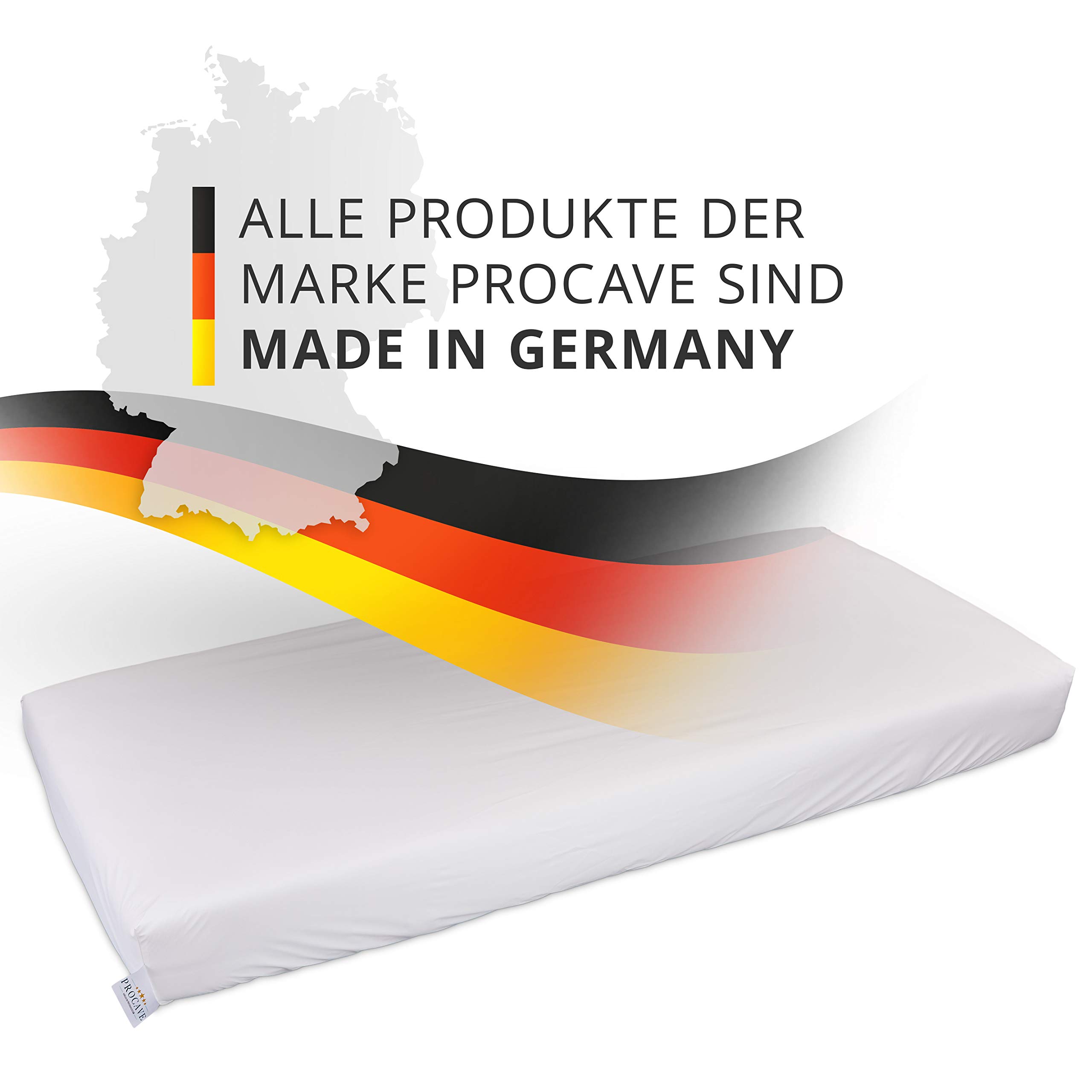 PROCAVE - Lenzuolo con angoli elasticizzati, impermeabile, traspirante e lavabile, facile da pulire, prodotto in Germania, 160 x 190 cm