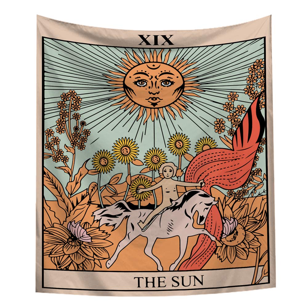Boyouth Multicolor09 Colorful Tarot Tapestry Wall Hanging,The Sun,Xix Pattern Digital Print Wall Tapestry For Living Room Bedroom Dorm Decor,78.7 Inch By 59.1 Inch