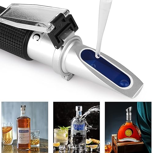 Miniatura 2 de XinJiaJi - Hidrómetro óptico, refractómetro de alcohol óptico (0-80% vv) para licores destilados, medidor de medición de contenido de alcohol en