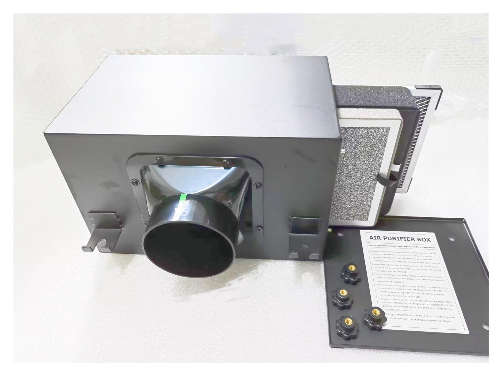 Caja de filtro en línea de entrada de aire fresco con prefiltro de carbón activado y filtro HEPA, sistema HVAC, calefacción y ventilación de refrigeración Para principiantes en bricolaje(6 Inch 150MM)