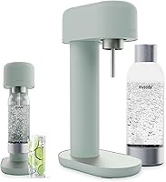 Mysoda Ruby 2 Sage Green Silent Soda Maker - Durable Aluminum Carbonated Water Machine with 1L Quick-Lock Bottle