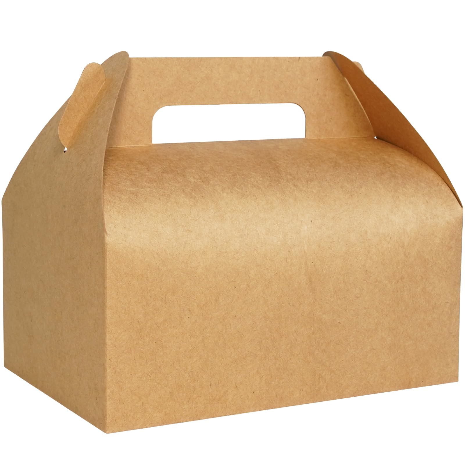 UnicoPak 30 Pack 9x6x6 Kraft Gable Boxes, Food-grade Cardboard Paper Lunch Boxes, Recyclable Gift Boxes with Handles for Treats, Picnic, Takeout Food, Goodie Bags, Sturdy Barn Boxes