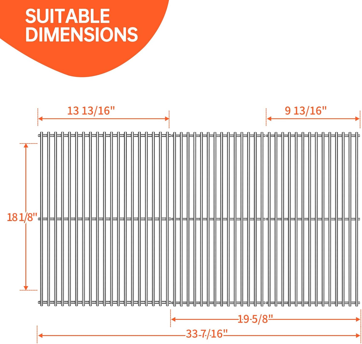 2PACK 290-0323 with 1PACK 290-0324 Stainless Steel Cooking Grid Grates Grill Replacement Parts for Artisan AAE-32, AAE-36, ART-26, ART-32, ART-36, ART2-36 Series Grills Part Replaces