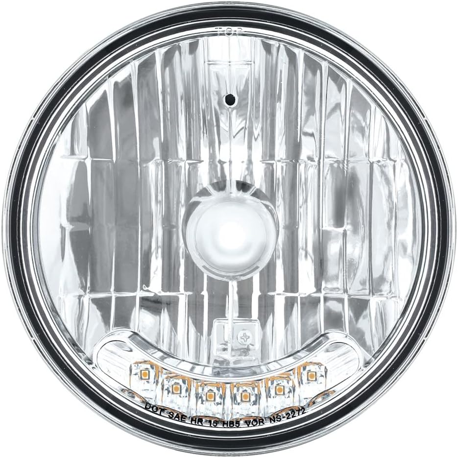 United Pacific 7" Crystal Headlight with 6 Amber Auxiliary LED, (31247)