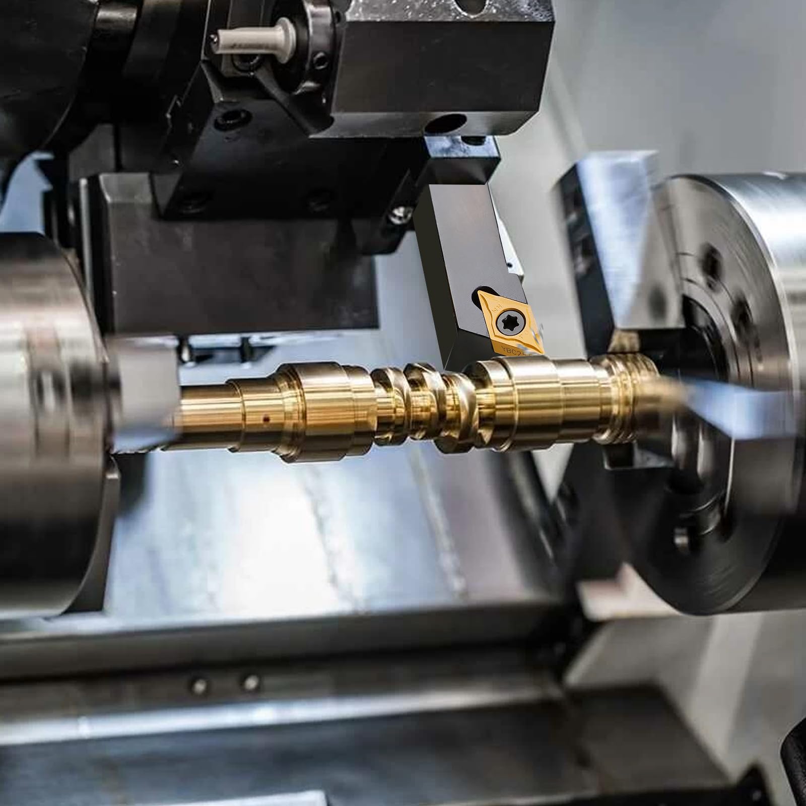 VEVOR 7-teiliger Wendeschneidplattenhalter, 3/8 Zoll, CNC-Hochleistungs-Metalldrehschneidwerkzeuge, mit zinnbeschichteten Hartmetalleinsätzen, Aluminiumgehäuse, zum Drehen, Einstechen, Gewindeschneide