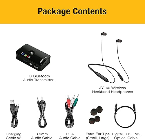 Miniatura 6 de HomeSpot Auriculares inalámbricos con banda para el cuello para ver la televisión con Bluetooth 5.3 aptX LL transmisor sin demora ligero de alto