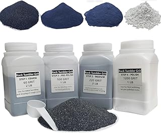 6 LBS Large Weight 4 Step Rock Tumbler Grit Set, Tumbling Media Refill-Coarse / Medium Grit / Pre-Polished / Final Polish, Works with Any Rock Tumbler, Rock Polisher, Stone Polisher