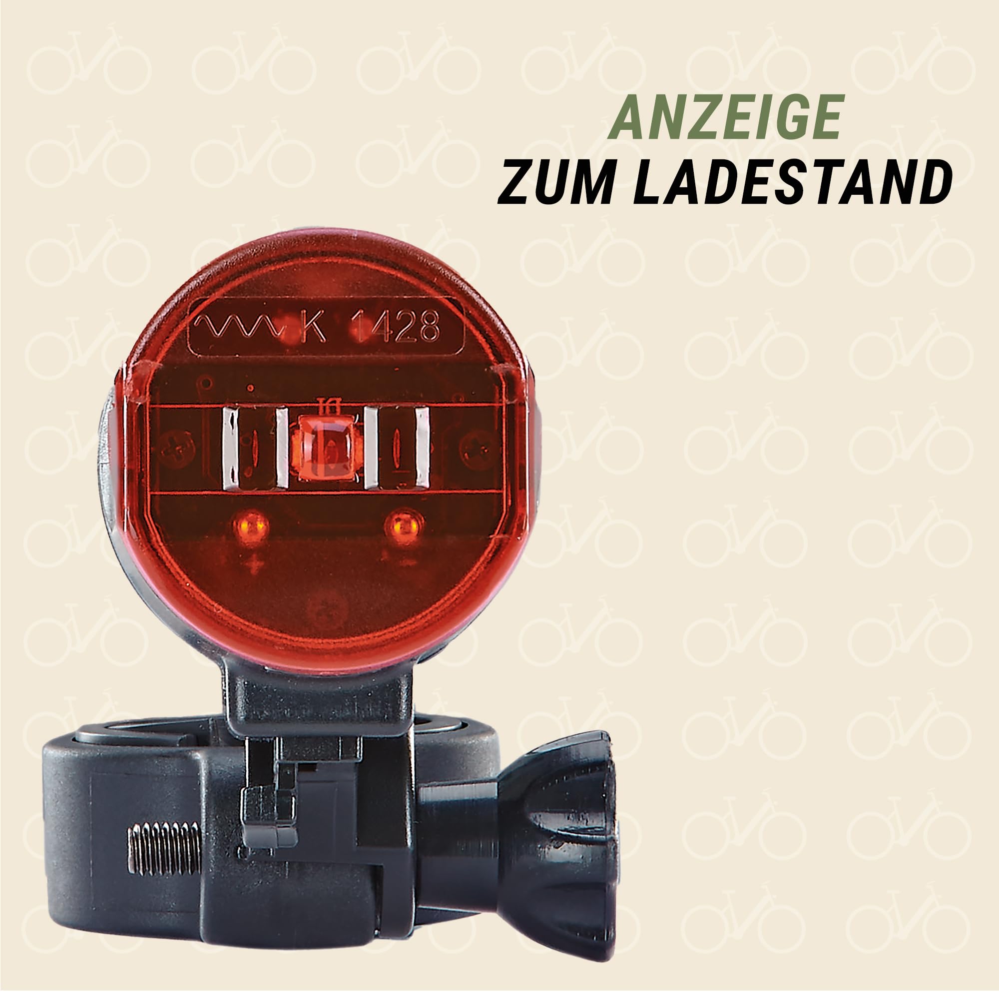 Prophete LED Batterierücklicht StVZO zugelassen IPX4 wasserdicht Werkzeugfreie Montage für Sattelstütze Ø 25,4–31,8 mm mit Batterie-Indikator