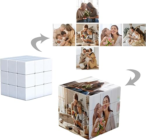 Miniatura 2 de Reuhen Cubo personalizado con foto, rompecabezas de fotos personalizado 3D, cubo giratorio con 6 imágenes, regalos personalizados de cumpleaños de