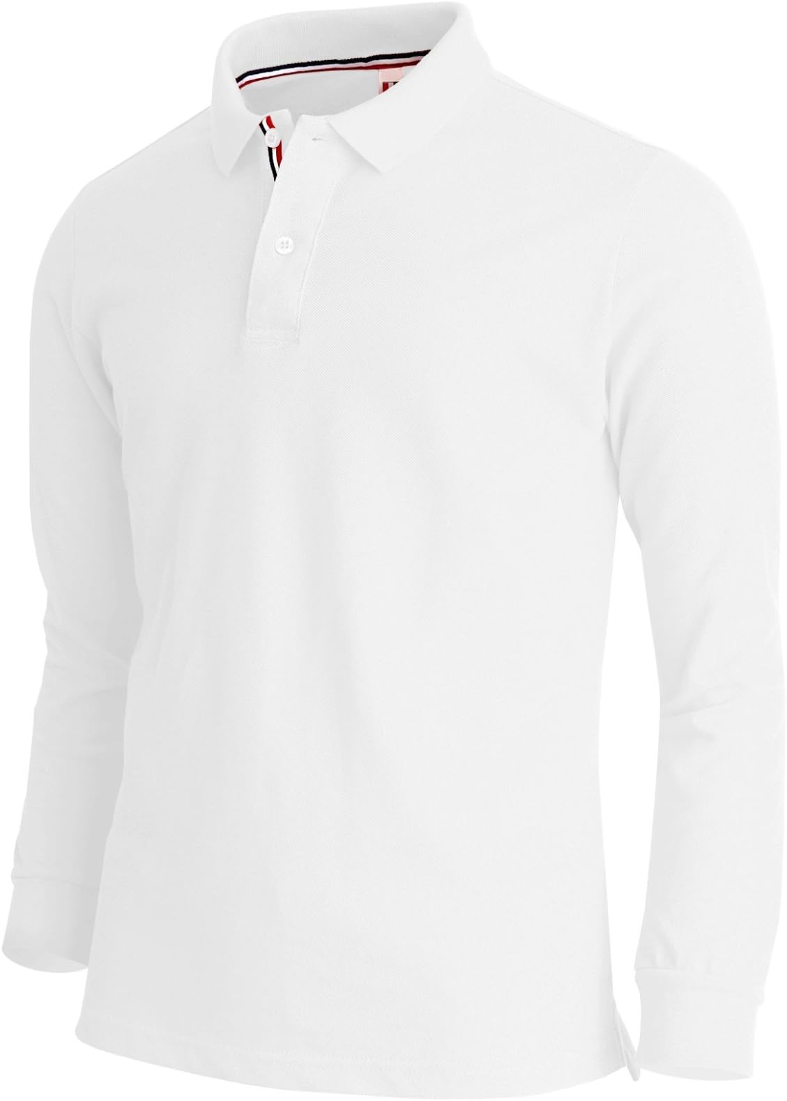 Men's Polo Shirt Long Sleeve Cotton Pique Polo Shirt
