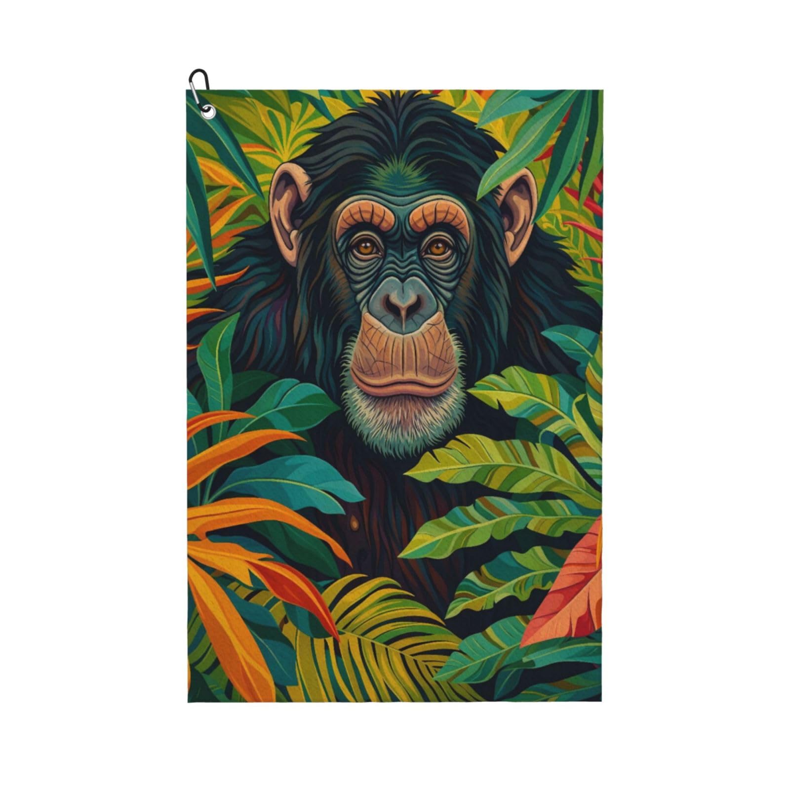 Oudrspo Vibrant Cartoon Chimpanzee Multi-Functional Golf Towel | Absorbent Quick Drying 16x24in