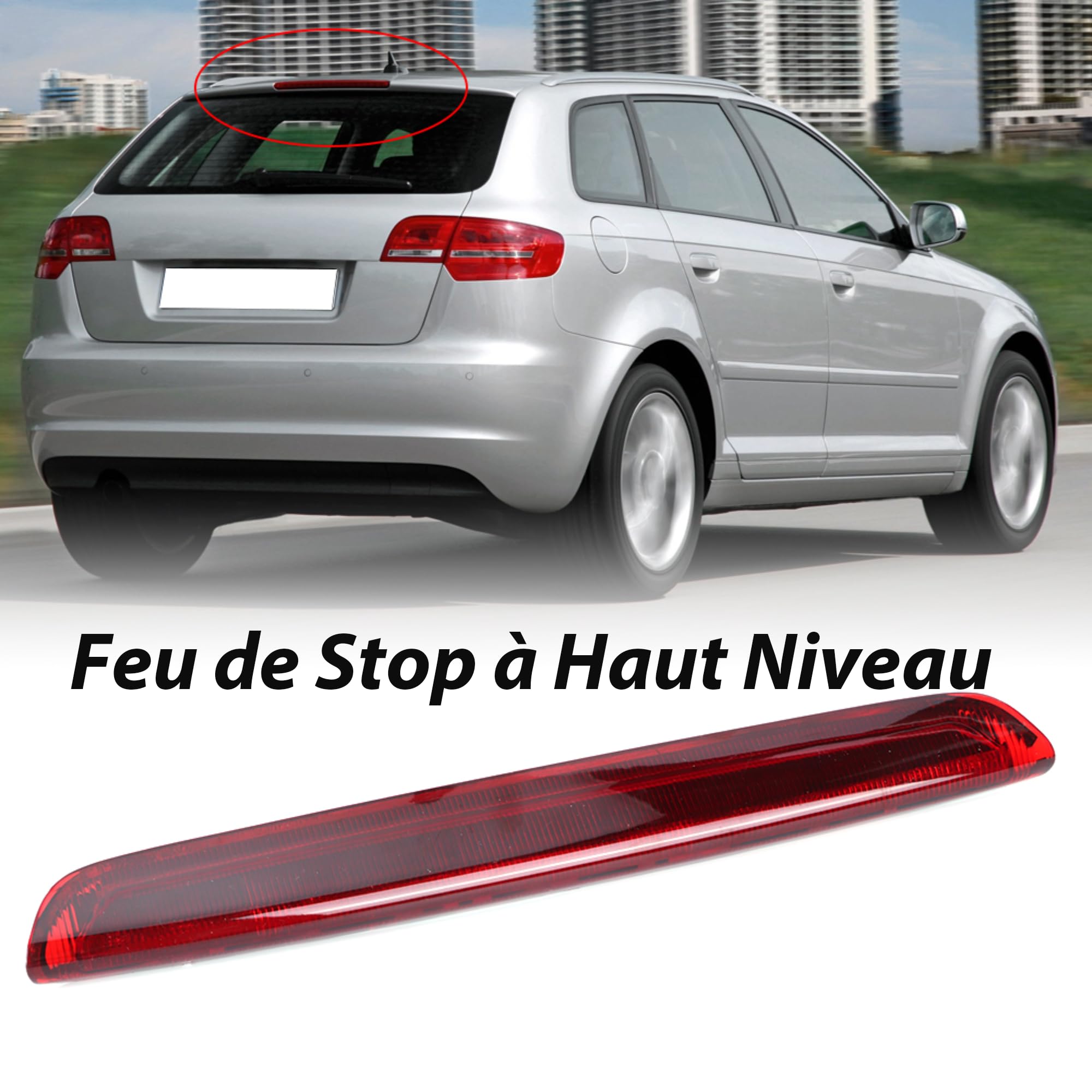3e Feu Stop de Voiture de Haut Niveau, tout Nouveau Troisième Feu Stop ABS Adapté pour A3 Sportback 2004-2012 8P4945097C