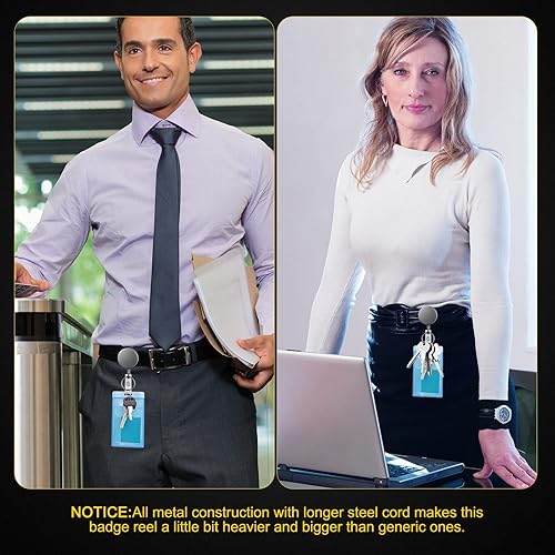 Miniatura 6 de NOKAPIN Carretes retráctiles para enfermeras, soporte de metal resistente de alta calidad con clip para cinturón, llavero para tarjeta de nombre (2)